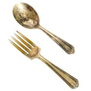 1935 Monarch Plate Silverplate Beverly Pattern Baby Child Fork Spoon Set